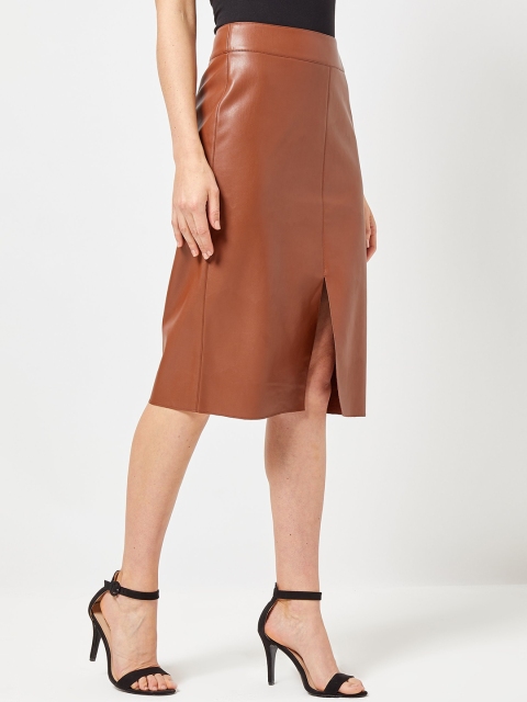 

DOROTHY PERKINS Women Brown Solid Straight Skirt