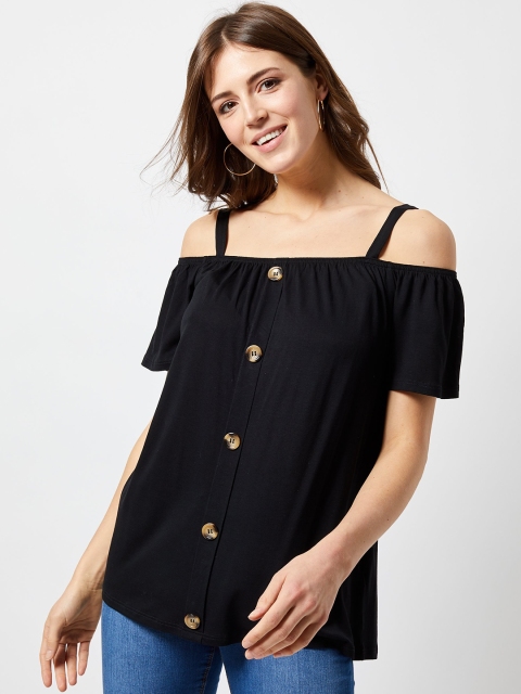

DOROTHY PERKINS Women Black Solid Bardot Top