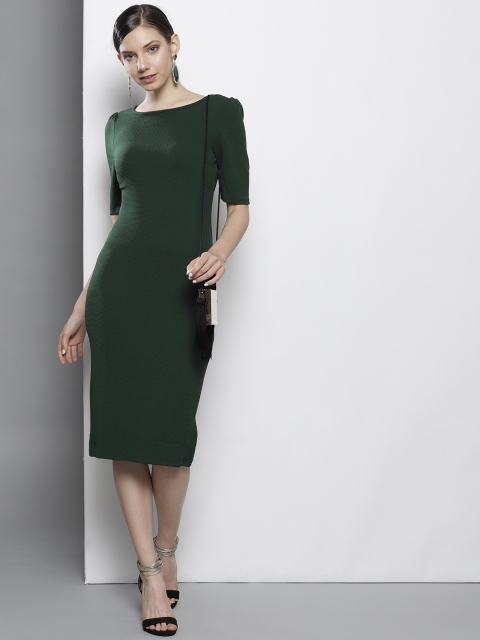 

DOROTHY PERKINS Women Textured Green Sheath Dress