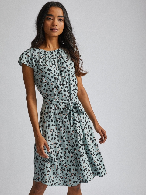 

DOROTHY PERKINS Women Blue & Black Printed Fit & Flare Dress