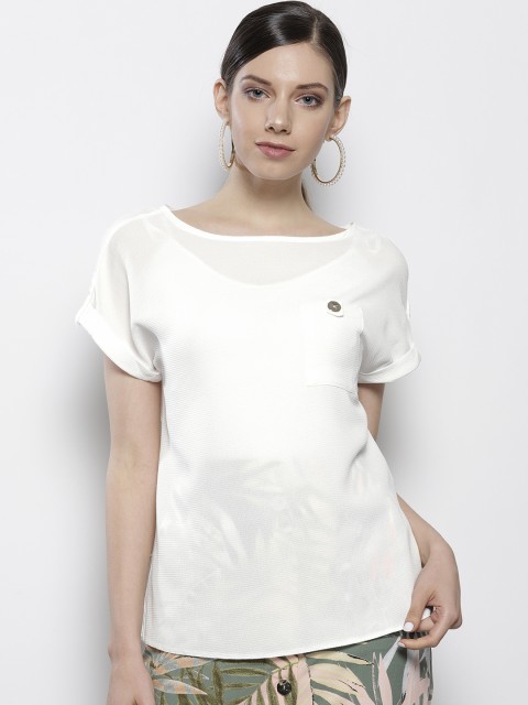 

DOROTHY PERKINS Women White Semi-Sheer Solid Top