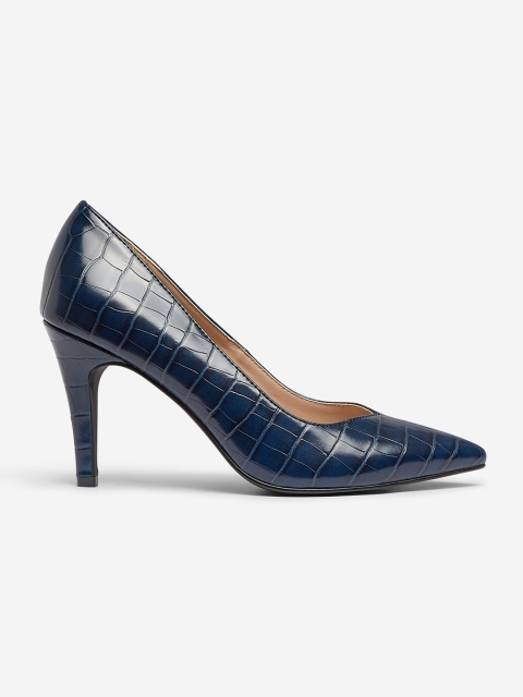 

DOROTHY PERKINS Women Navy Blue Croc Textured Pumps