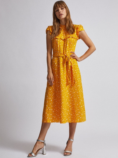 

DOROTHY PERKINS Women Yellow & White Floral Print A-Line Dress