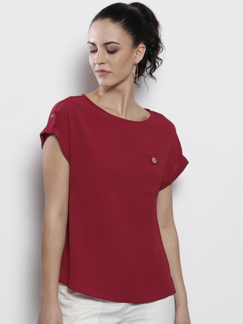 

DOROTHY PERKINS Women Maroon Solid Top