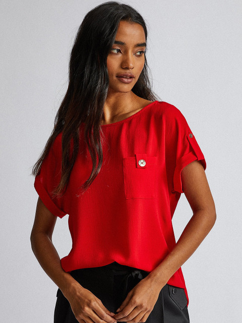 

DOROTHY PERKINS Women Petite Red Solid Top
