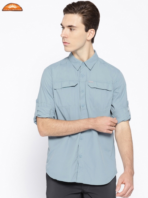 

Columbia Men Blue Silver Ridge 2.0 Plaid Solid Shirt