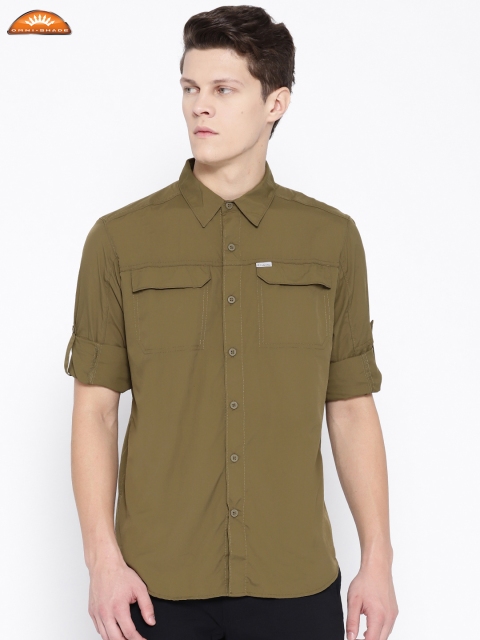 

Columbia Men Olive Green Silver Ridge 2.0 Solid Shirt