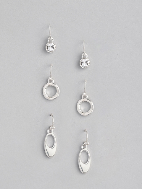 

Accessorize Silver-Toned Set of 3 Geometric Drop Earrings