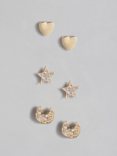 

Accessorize Women Set of 3 Gold-Toned Studs