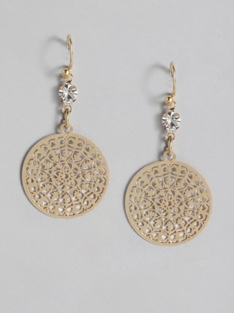 

Accessorize Gold-Toned Stone-Studded Filigree Work Circular Drop Earrings