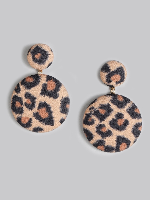 

Accessorize Beige & Brown Leopard Print Circular Drop Earrings