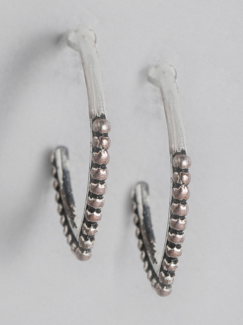 

Accessorize Oxidised 925 Sterling Silver Textured Half Hoop Earrings