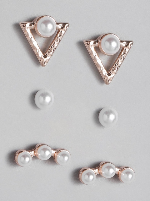 

Accessorize Set of 3 Beaded Studs, Rose gold