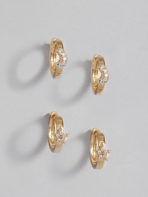 

Accessorize Set of 2 Gold-Plated CZ Stone Studded Studs