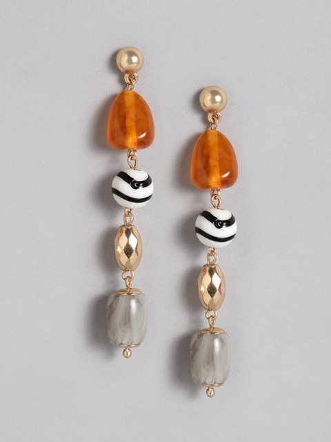 

Accessorize Orange & Grey Beaded Contemporary Drop Earrings