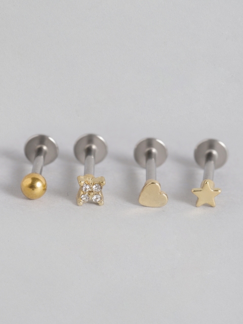 

Accessorize Women Set of 4 Gold-Toned Flatback Studs