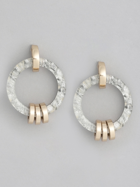 

Accessorize Grey & Gold-Toned Snakeskin Print Circular Drop Earrings