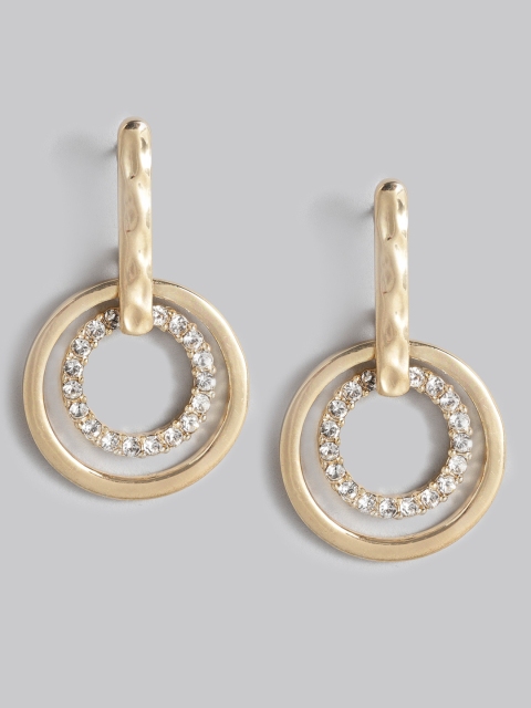 

Accessorize Gold-Toned Swarovski Crystal Studded Circular Drop Earrings