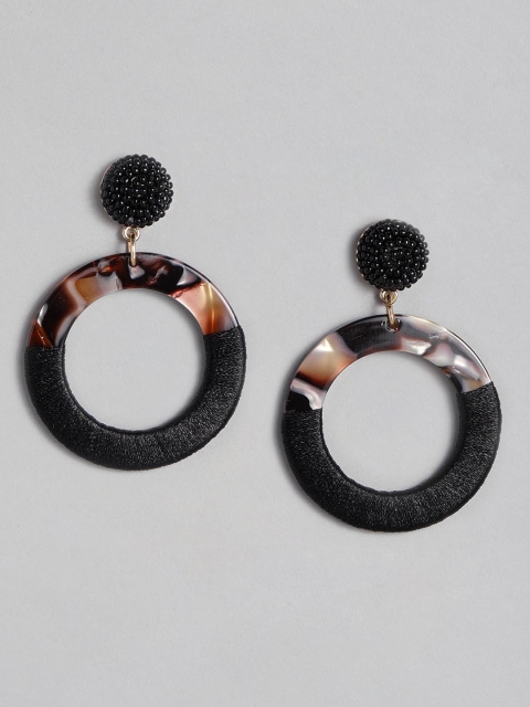 

Accessorize Black & Brown Circular Drop Earrings