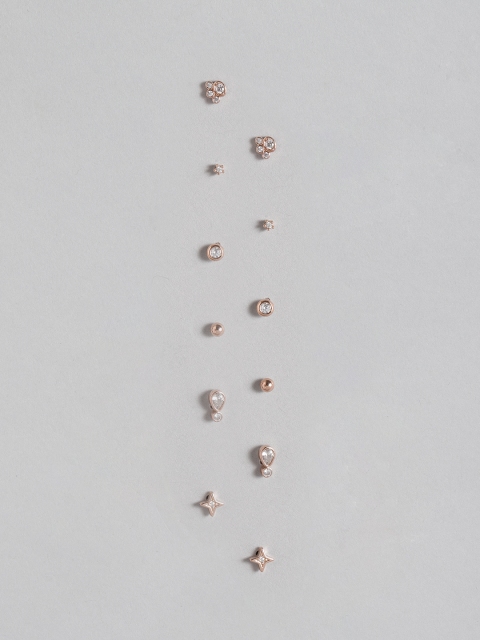 

Accessorize Set of 6 Rose Gold-Toned Gold-Plated Geometric Studs