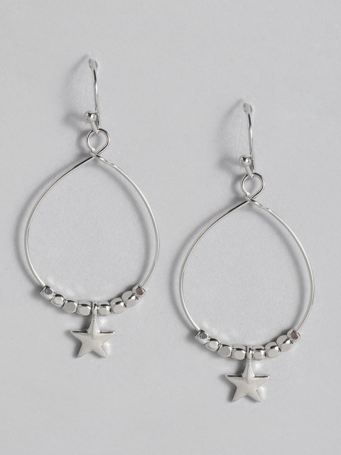 

Accessorize Silver-Toned Teardrop-Shaped Drop Earrings