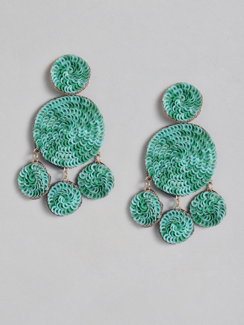 

Accessorize Green Sequined Circular Drop Earrings