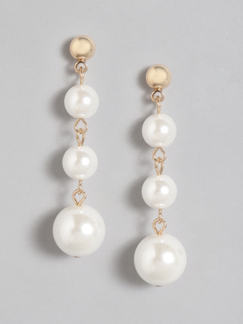 

Accessorize White & Gold-Toned Beaded Spherical Drop Earrings