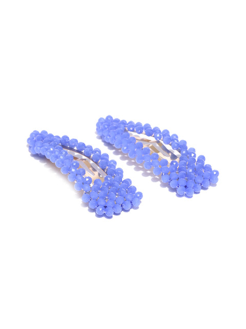 

Accessorize Women Set of 2 Blue Beaded Tic Tac Hair Clip
