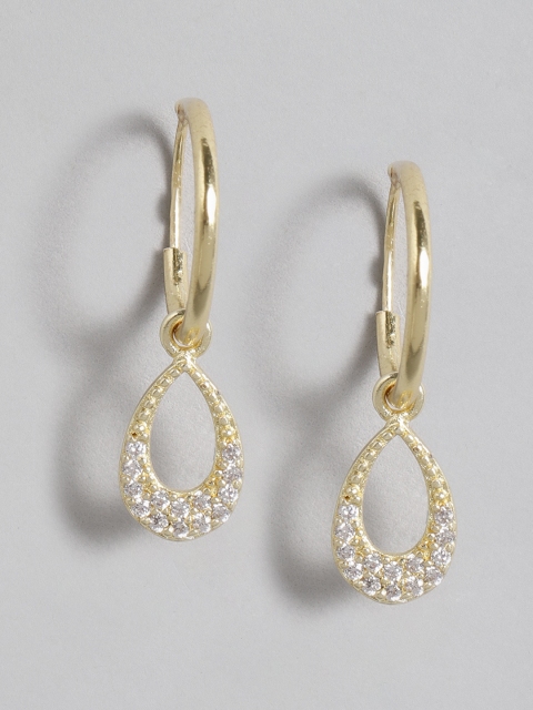 

Accessorize Gold-Plated CZ-Studded Teardrop Shaped Hoop Earrings