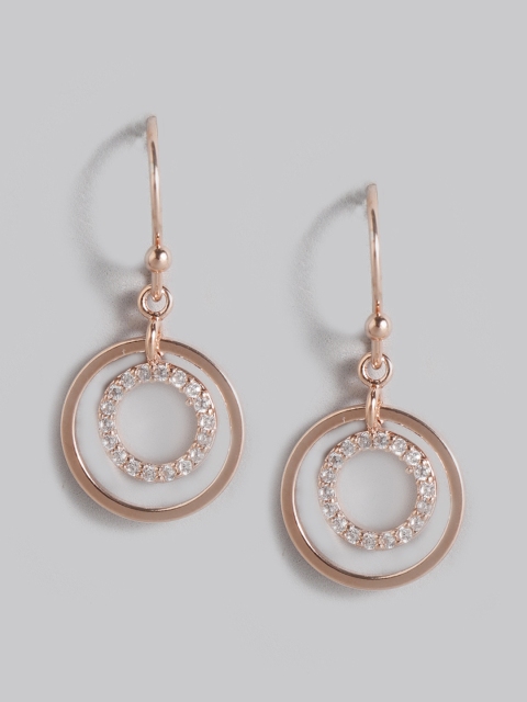 

Accessorize Rose Gold-Plated CZ Studded Circular Drop Earrings