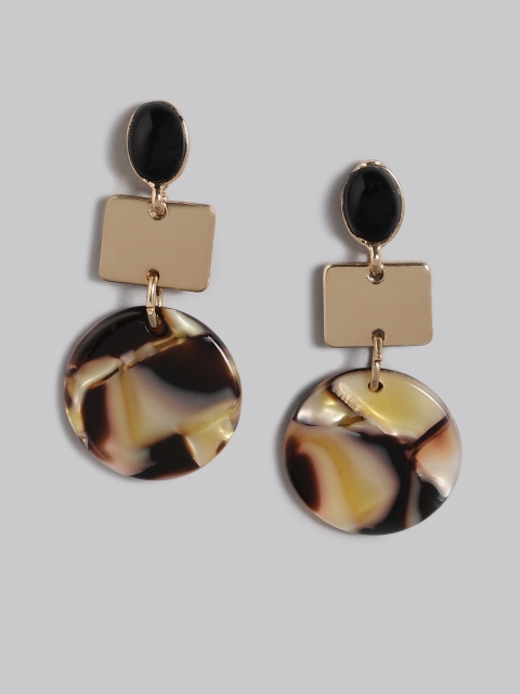 

Accessorize Black & Gold-Toned Resin Geometric Drop Earrings