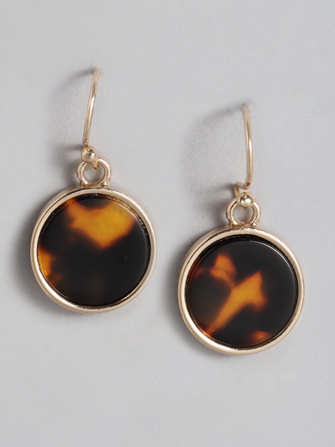 

Accessorize Gold-Toned & Black Resin Print Circular Drop Earrings