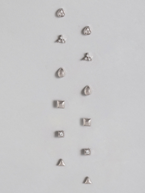 

Accessorize Set of 6 Silver-Toned Platinum-Plated Geometric Studs