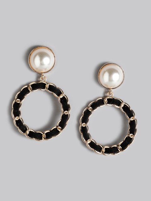 

Accessorize Off-White & Black Beaded Circular Drop Earrings