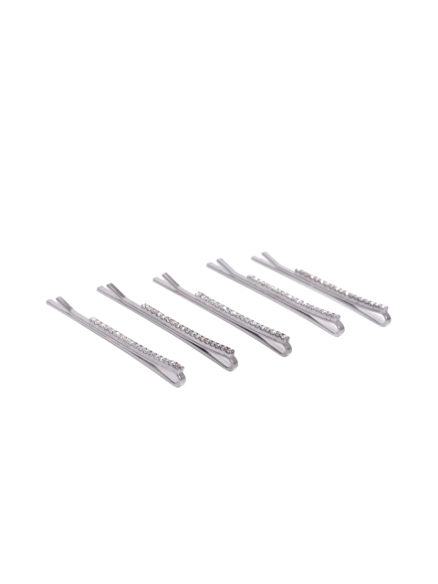 

Accessorize Set of 5 Gunmetal-Toned Stone-Studded Hairpins, Metallic