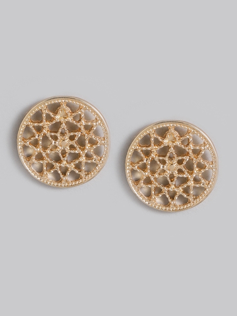 

Accessorize Gold-Toned Textured Cut-Out Circular Studs