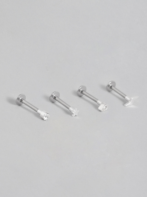 

Accessorize Women Set of 4 Silver-Toned Flatback Studs