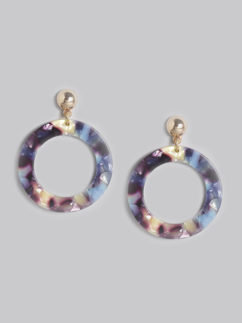 

Accessorize Blue & Beige Rein Printed Circular Drop Earrings