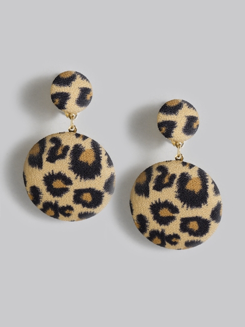 

Accessorize Brown & Black Leopard Print Circular Clip-On Drop Earrings