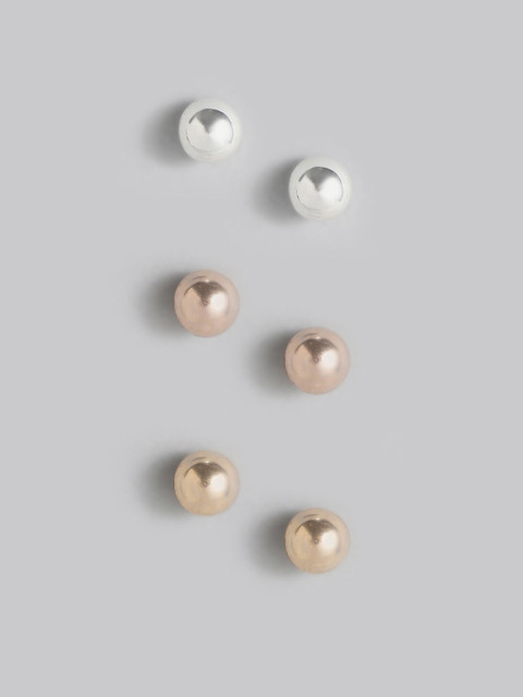 

Accessorize Women Set of 3 Spherical Studs, Gold