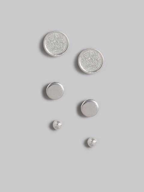 

Accessorize Set of 3 Silver-Toned Circular Studs