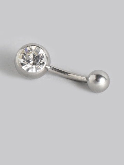 

Accessorize Women Silver-Toned Stone-Studded Spherical Navel Piercing