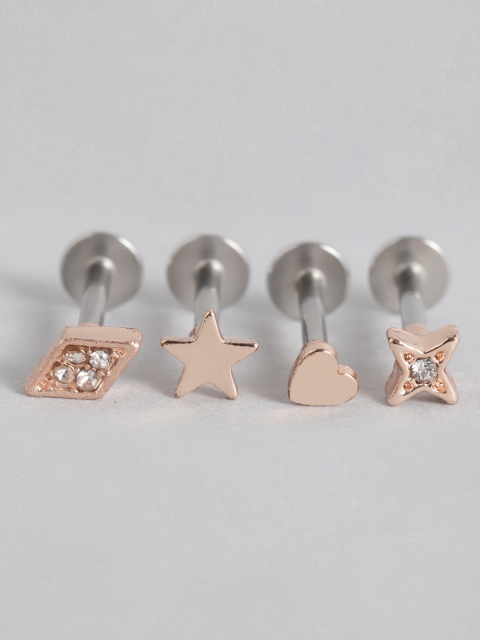 

Accessorize Women Set of 4 Rose Gold-Toned Flatback Studs