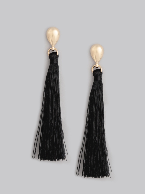 

Accessorize Black & Gold-Toned Tasselled Drop Earrings