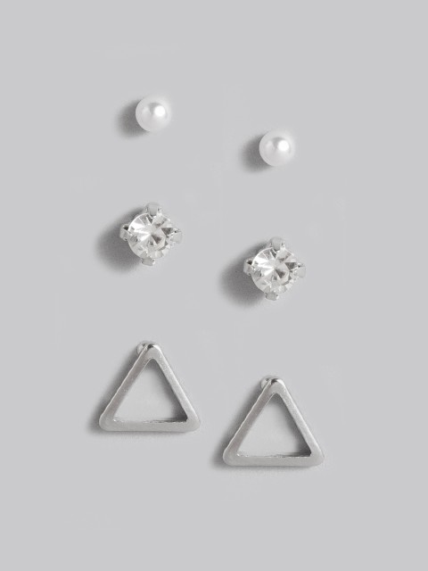 

Accessorize Set of 3 Geometric Studs, Silver