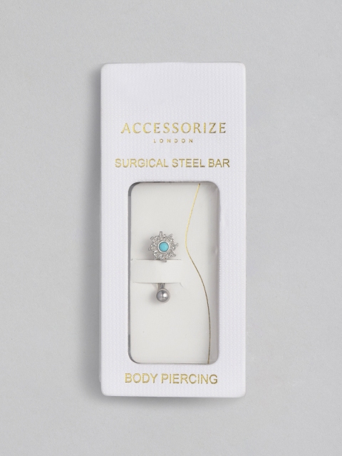 

Accessorize Blue & Silver-Toned Stone-Studded Body Piercing Stud