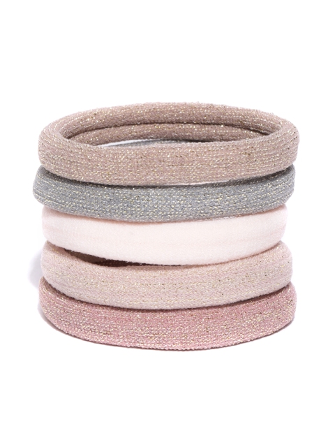 

Accessorize Set of 5 Ponytail Holders, Beige