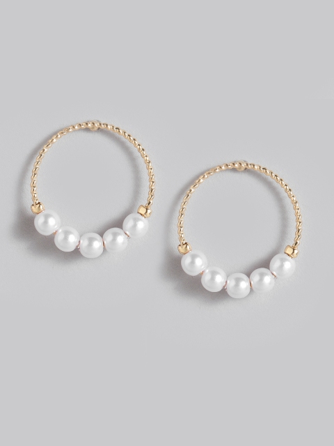 

Accessorize Gold-Toned & White Beaded Circular Studs
