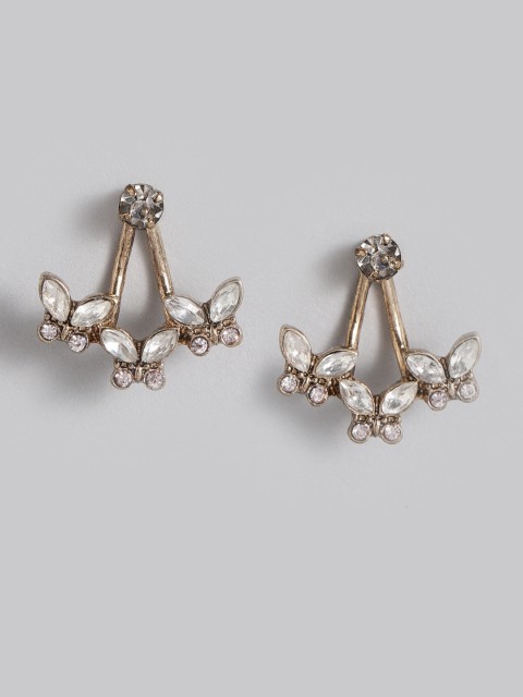 

Accessorize Antique Gold-Toned Stone-Studded Contemporary Jacket Drop Earrings