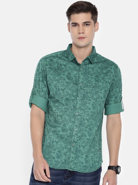 

Ecko Unltd Men Teal Green & Navy Blue Regular Fit Printed Casual Shirt